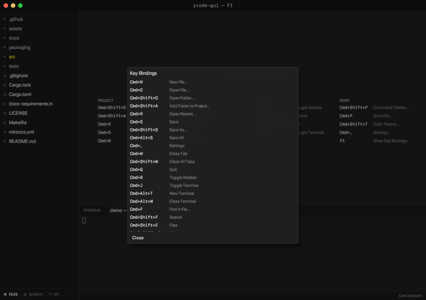 The F1 overlay in the window frontend