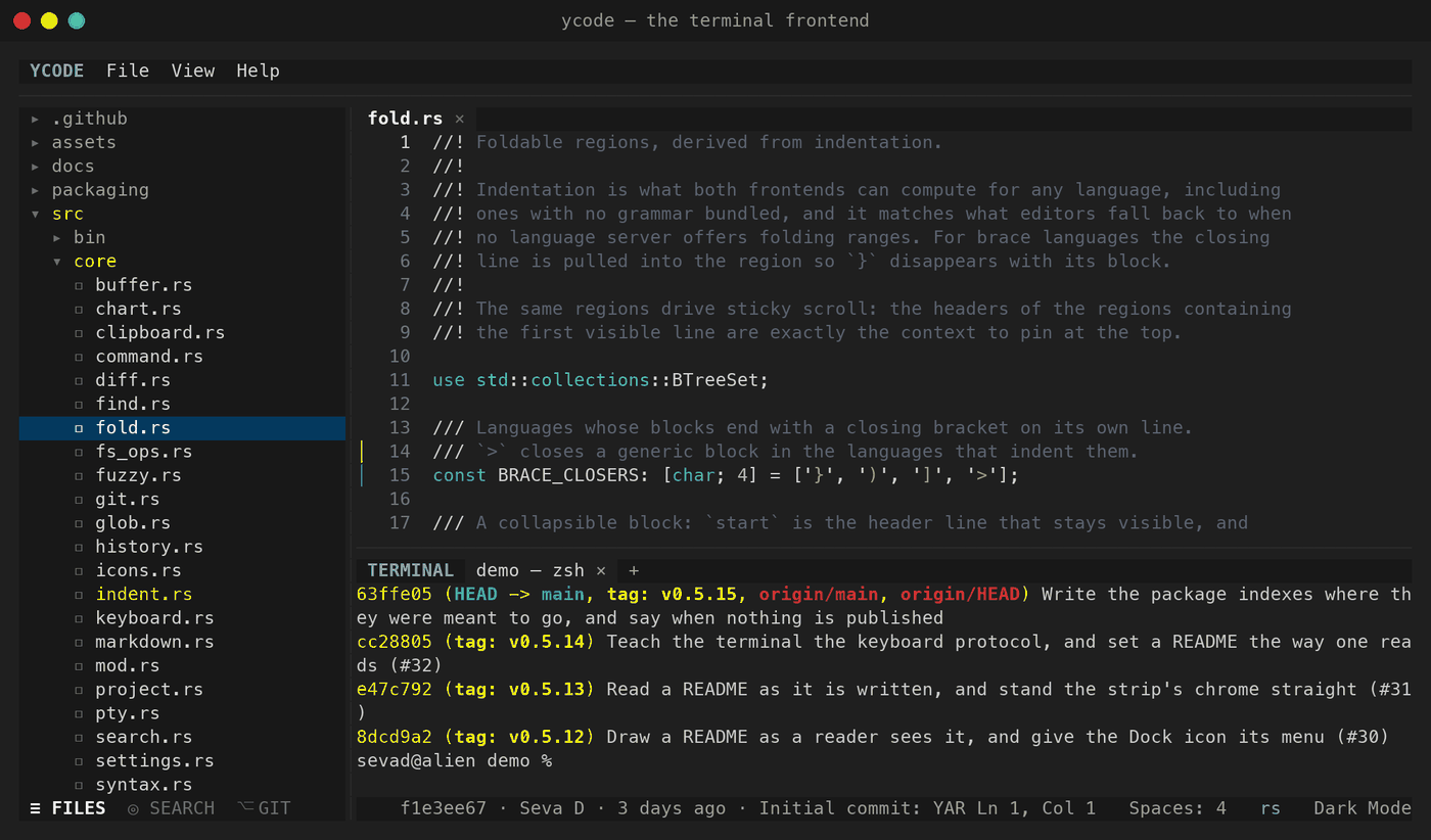 Dark Modern in the terminal frontend